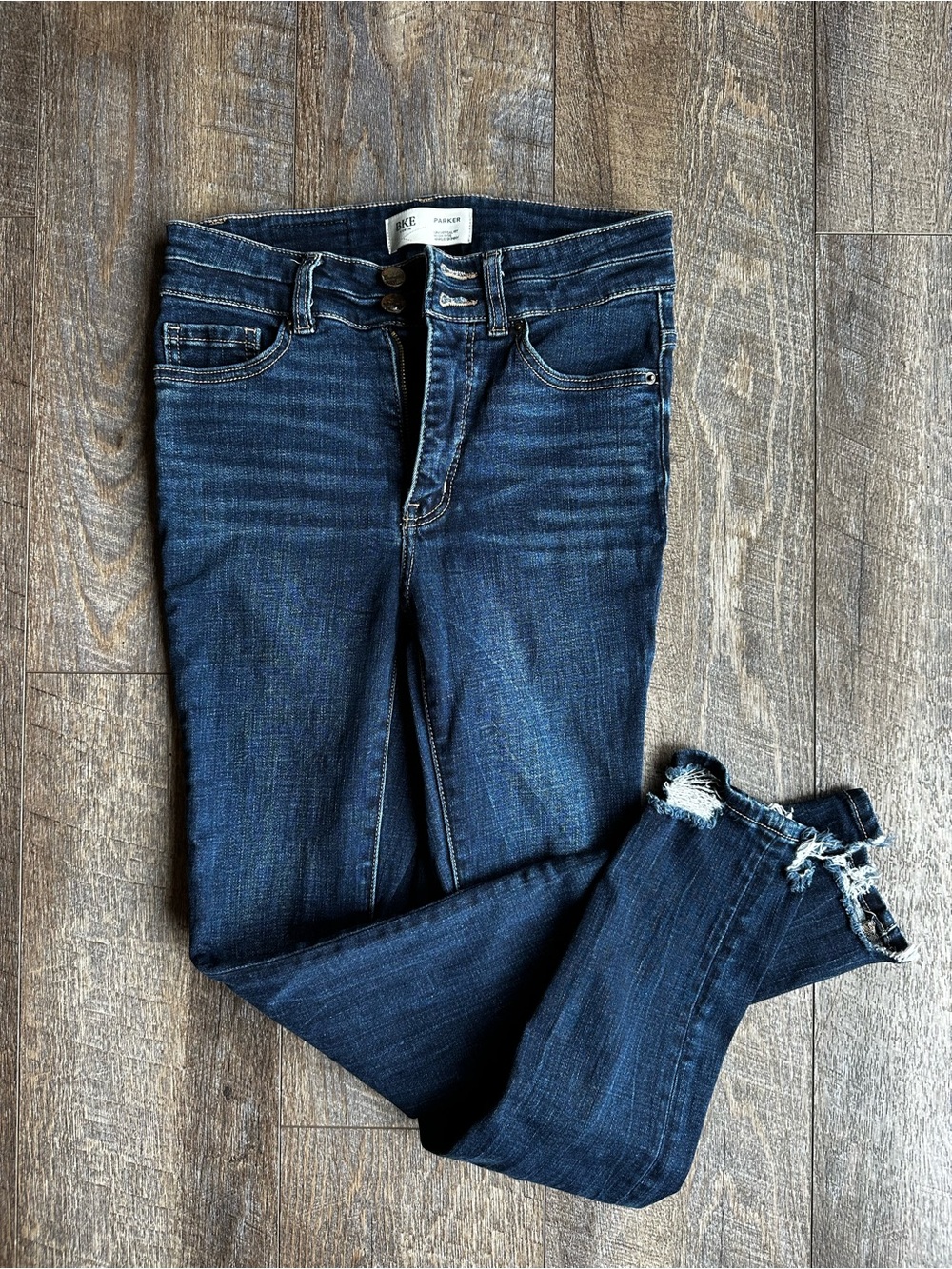 BKE Parker Dark Blue Distressed Ankle Jeans High Rise Skinny Jeans